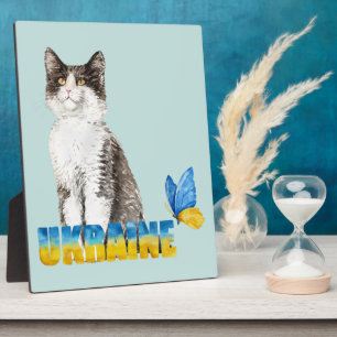 Mooie waterverfkat en vlinder uit Oekraïne Fotoplaat