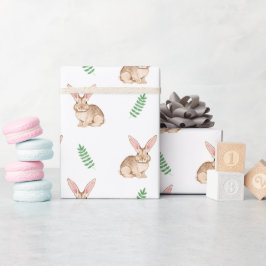 Mooie waterverfkonijn met groen cadeaupapier