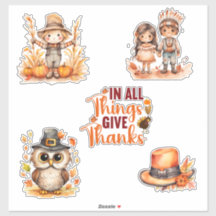Mooie waterverfstickers voor Thanksgiving