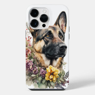 MOOIE WATERVERFTEKENING DUITSE HERDERHOND iPhone 14 PRO MAX HOESJE