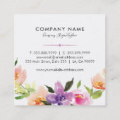 Mooie Waterverven Bloemen krans Vierkante Visitekaartje (Achterkant)