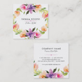 Mooie Waterverven Bloemen krans Vierkante Visitekaartje (Voorkant / Achterkant)