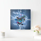 Mooie waterverven die de vlinder gloeien vierkante klok (Huis)