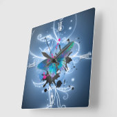 Mooie waterverven die de vlinder gloeien vierkante klok (Hoek)