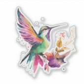 Mooie waterverven kolibrie illustratie sticker (Voorkant)