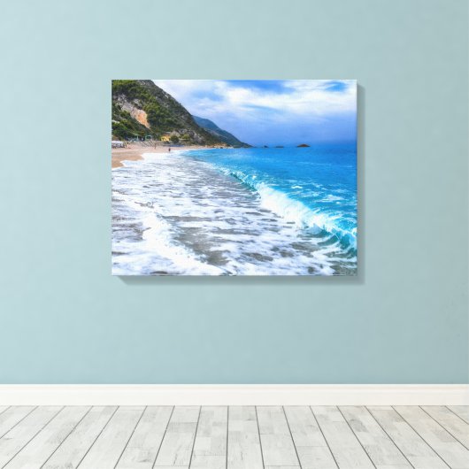 Mooie Waves Beach Scene Canvas Afdruk (Insitu (Houten vloer))