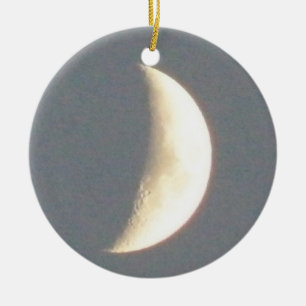 Mooie Waxing Crescent Moon in Dusk Custom Keramisch Ornament