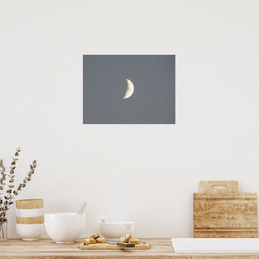 Mooie Waxing Crescent Moon in Dusk Print (Keuken)
