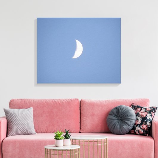 Mooie Waxing Crescent Moon op daglichtcanvas Canvas Afdruk (Insitu (Woonkamer))