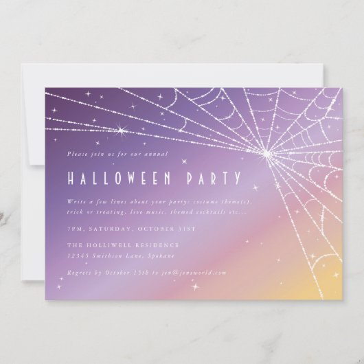 Mooie webhalloween-wedstrijd voor mousserende spin kaart (Voorkant)