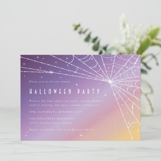 Mooie webhalloween-wedstrijd voor mousserende spin kaart (Staand voorkant)