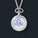Mooie Weegschaal Astrologie teken gepersonaliseerd Horloge<br><div class="desc">Dit  paarse en lavender Libra horloge toont je astrologische teken van de Zodiac in een mooie glans zoals de constellaties. Pas dit schattige geschenk van de horloge met jouw naam in krullend manuscript voor iemand met een late verjaardag van September of vroege van Oktober aan.</div>