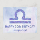 Mooie Weegschaal Teken Custom Paarse Gelukkige Ver Briefkaart (Voorkant)