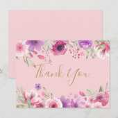 Mooie Weide Bloemen Goud Schrift Bedankt (Voorkant / Achterkant)