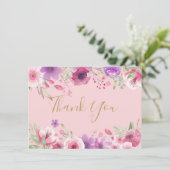 Mooie Weide Bloemen Goud Schrift Bedankt (Staand voorkant)