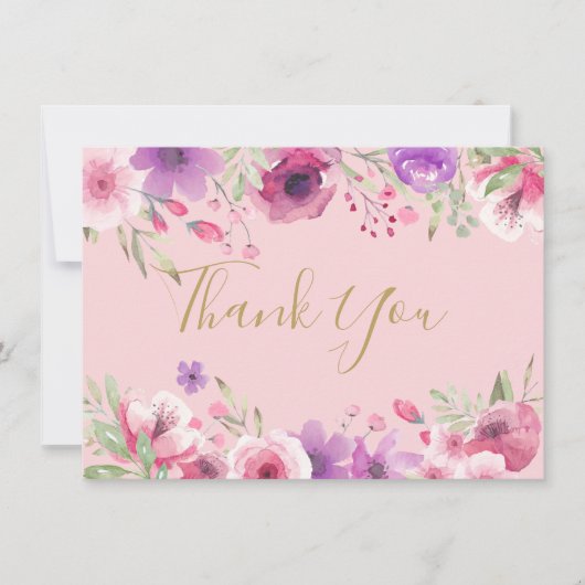 Mooie Weide Bloemen Goud Schrift Bedankt (Voorkant)