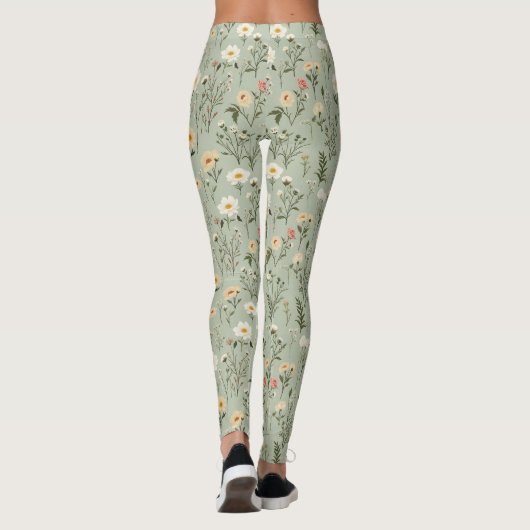 Mooie weide bloemen op groen leggings (Achterkant)