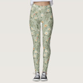 Mooie weide bloemen op groen leggings (Voorkant)