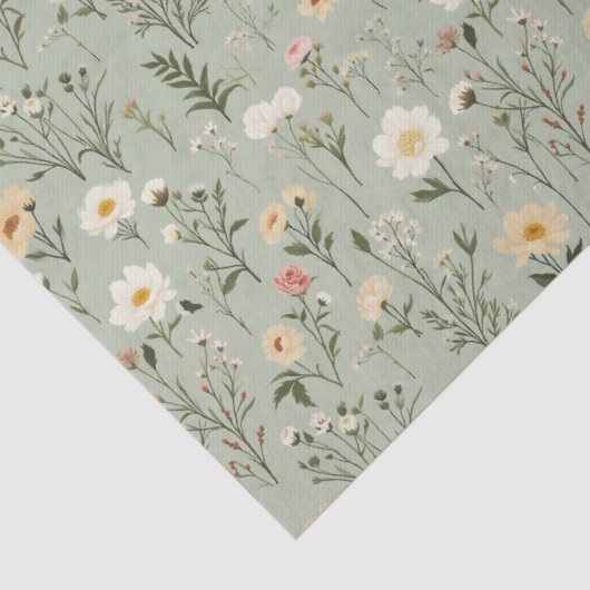 Mooie weide bloemen op groen tissuepapier (Detail)