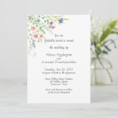 Mooie weide Waterverf Wildflower Invitation Kaart (Staand voorkant)