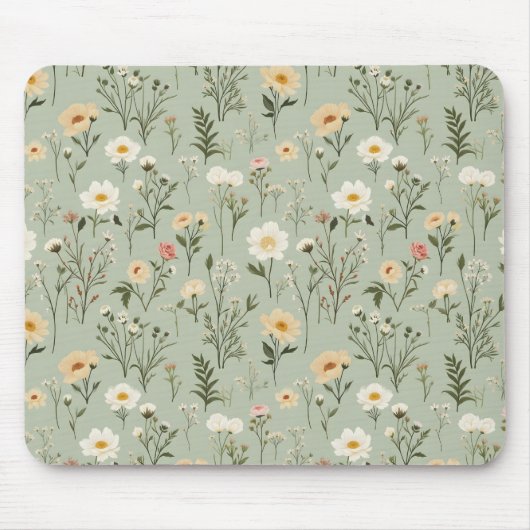 Mooie weidebloemen op groen muismat (Voorkant)