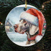 Mooie Weimaraner Hond Winter Kerstmis Keramisch Ornament