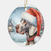 Mooie Weimaraner Hond Winter Kerstmis Keramisch Ornament (Links)