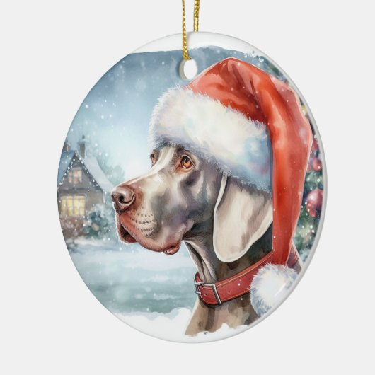 Mooie Weimaraner Hond Winter Kerstmis Keramisch Ornament (Links)