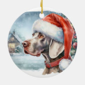 Mooie Weimaraner Hond Winter Kerstmis Keramisch Ornament (Achterkant)