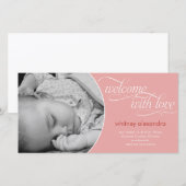 Mooie Welkom Baby Geboorteaankondiging - Roze Aankondiging (Voorkant / Achterkant)
