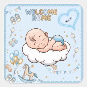 Mooie Welkom Thuis Kleine Prins Baby Jongen Aangep Vierkante Sticker