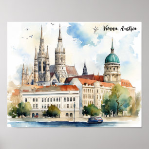 Mooie Wenen Oostenrijk Stad Gezicht Schilderij Poster