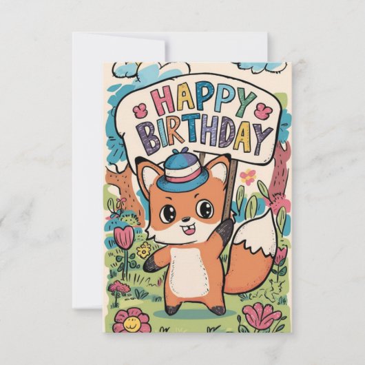 Mooie wensen Fox verjaardagskaart Kaart (Voorkant)