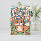 Mooie wensen Fox verjaardagskaart Kaart (Staand voorkant)