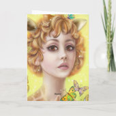 Mooie wenskaart fantasie-meisje giraffe kaart (Achterkant)