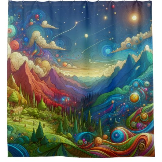 Mooie wereld douchegordijn (Voorkant)