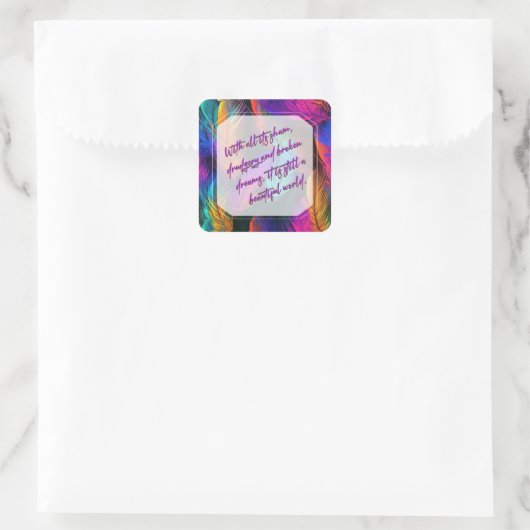 Mooie wereld vierkante sticker (Tas)