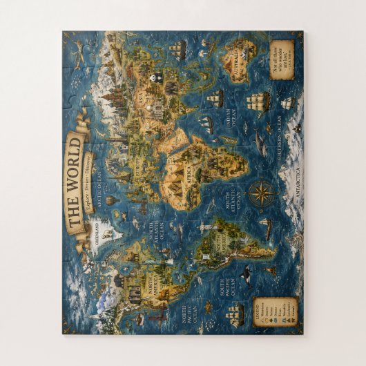 Mooie Wereldkaart Legpuzzel (Verticaal)