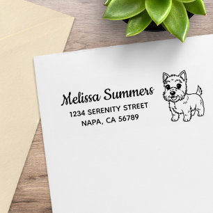 Mooie West Highland Terrier Hond Retouradres Rubberstempel