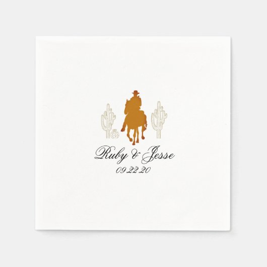 Mooie Westerne donkerbruine bruiloft Servet (Voorkant)