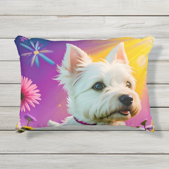 Mooie Westie Hond Drie Buitenkussen (Voorkant)