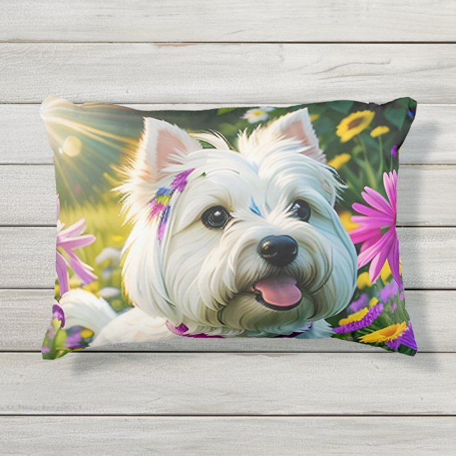 Mooie Westie Hond Twee Buitenkussen (Voorkant)