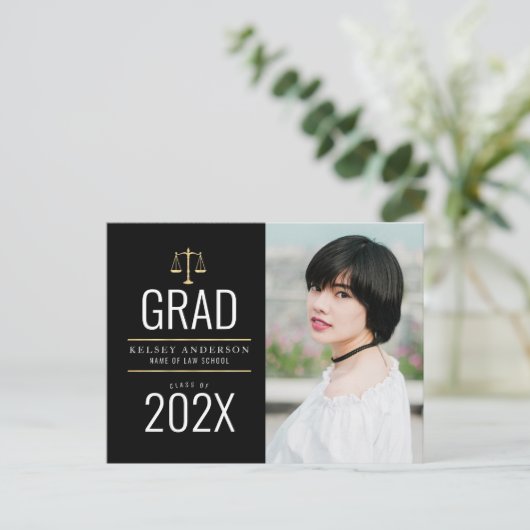 Mooie wet school afstuderen aankondiging briefkaart (Staand voorkant)