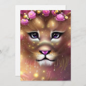 Mooie Whimsical Fantasy Girl Lion Feestdagenkaart (Voorkant / Achterkant)