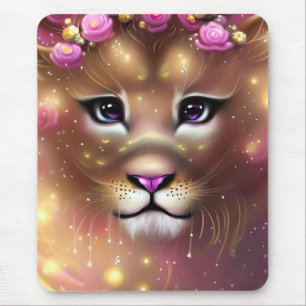 Mooie Whimsical Fantasy Girl Lion Muismat