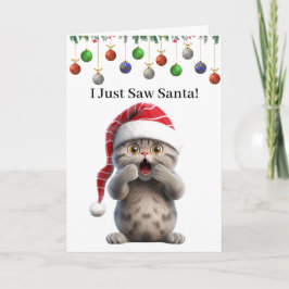 Mooie Whimsical Grappige Kat Kerst Wenskaart Kaart