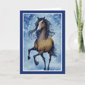 Mooie Whimsical-paarden in de sneeuwkerst Feestdagen Kaart (Voorkant)