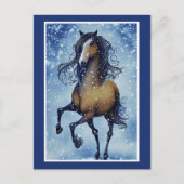 Mooie Whimsical-paarden in de sneeuwkerst Feestdagenkaart (Voorkant)