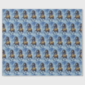 Mooie Whimsical-paarden in de sneeuwwinter Cadeaupapier (Vlak)