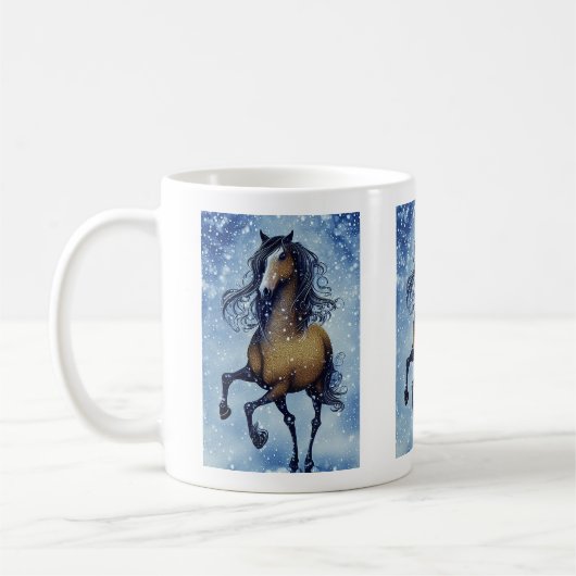 Mooie Whimsical-paarden in de sneeuwwinter Koffiemok (Links)